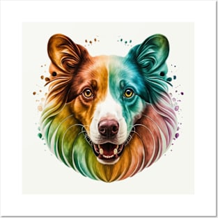 Watercolor Dog Colourful Portrait Posters and Art